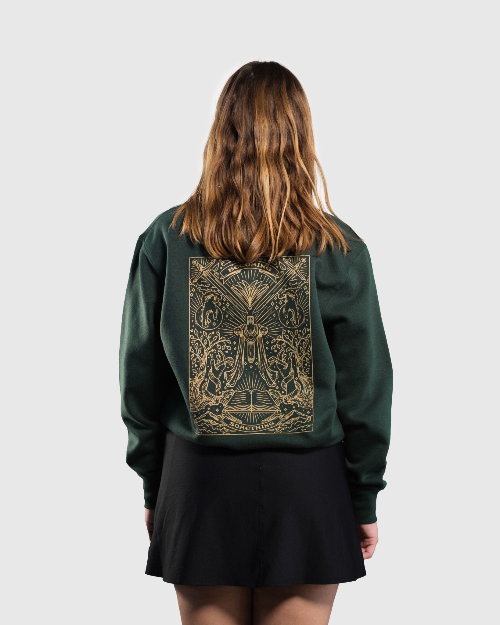 Christian Sweatshirt - Becoming Something BeSo X Redemption Forest Green Crewneck - Proclamation Coalition