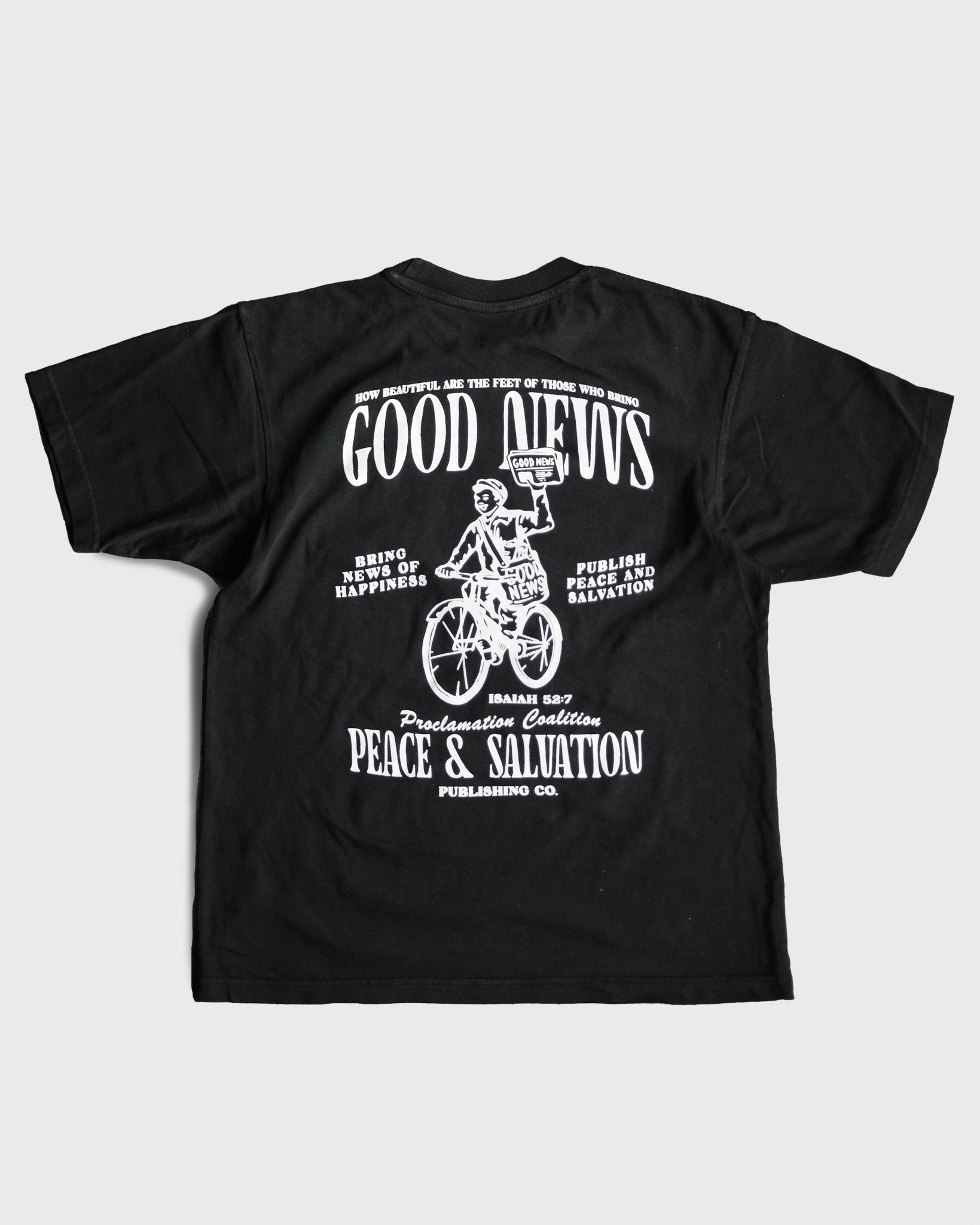 Christian T-Shirt - Good News - Paper Boy Black Heavyweight Tee - Proclamation Coalition
