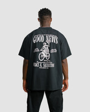 Christian T-Shirt - Good News - Paper Boy Black Heavyweight Tee - Proclamation Coalition