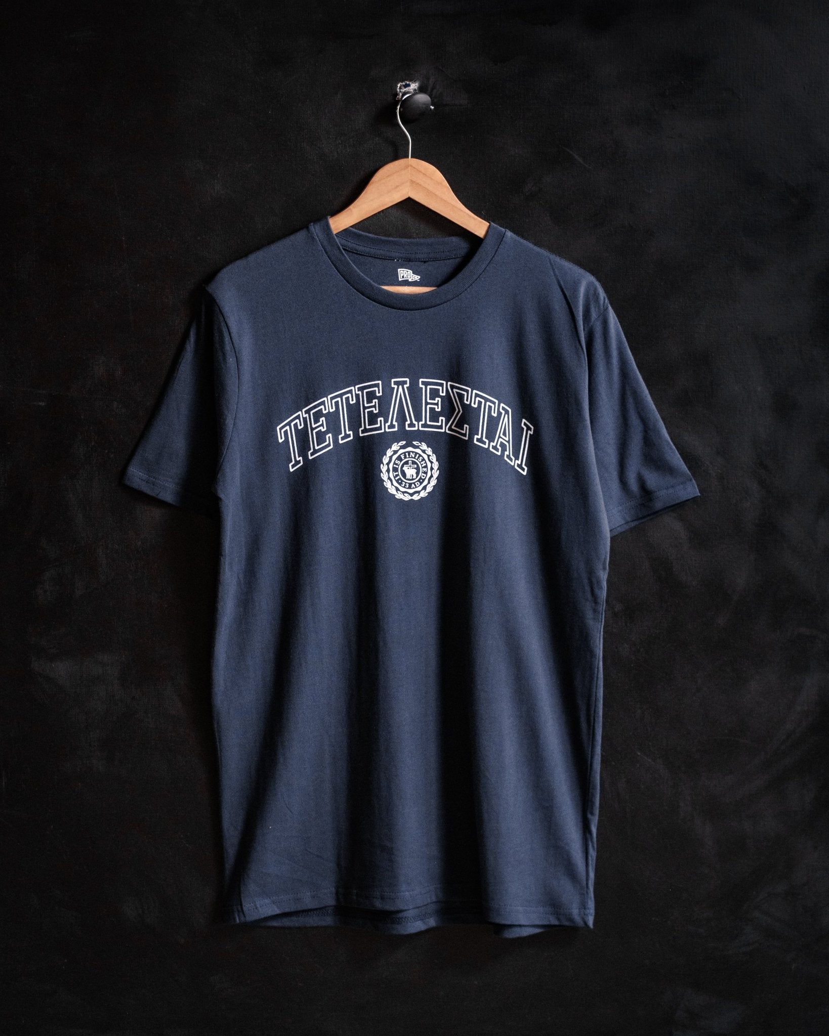 "It Is Finished" Navy University Tee - Proclamation Coalition