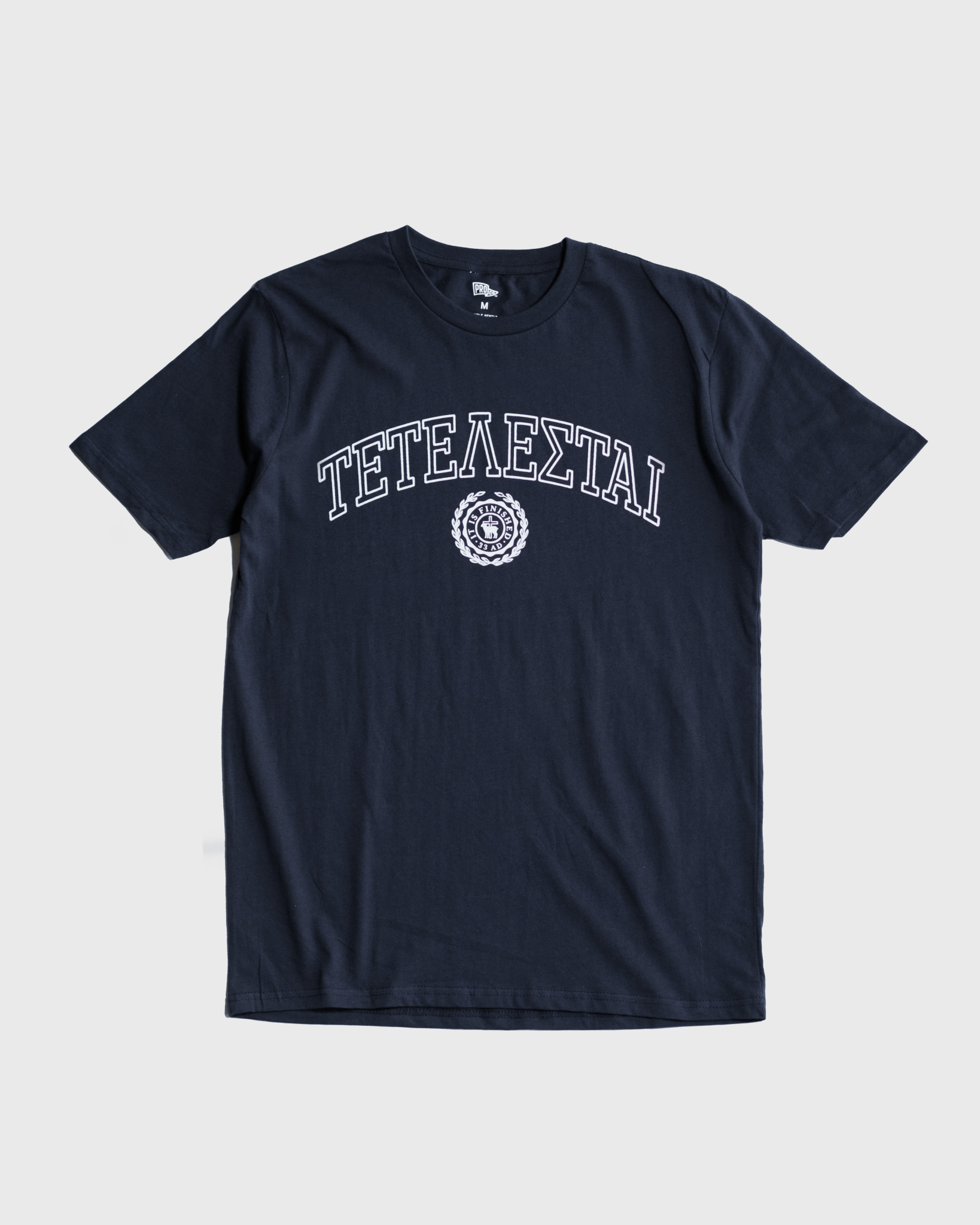 "It Is Finished" Navy University Tee - Proclamation Coalition