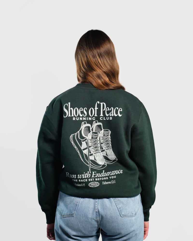 "Run With Endurance" Forrest Green Crewneck - Proclamation Coalition