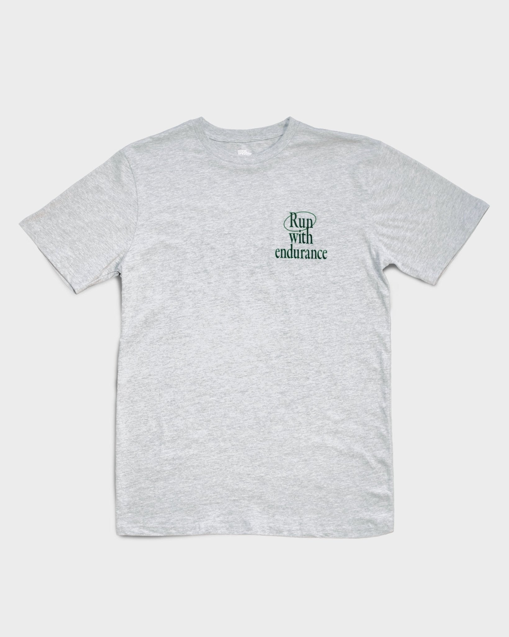 Christian T-Shirt - Run with Endurance Heather Grey Staple Tee - Proclamation Coalition