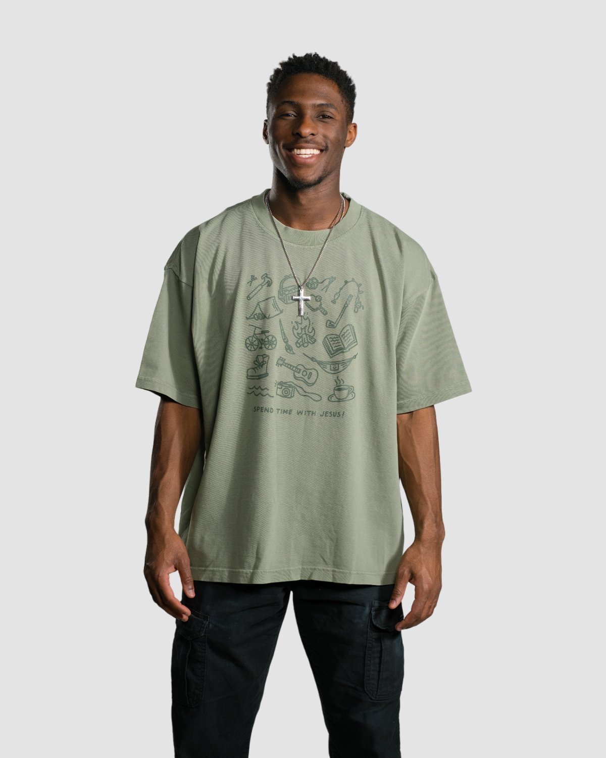 "Spend Time With Jesus" Olive Heavyweight Tee - Proclamation Coalition