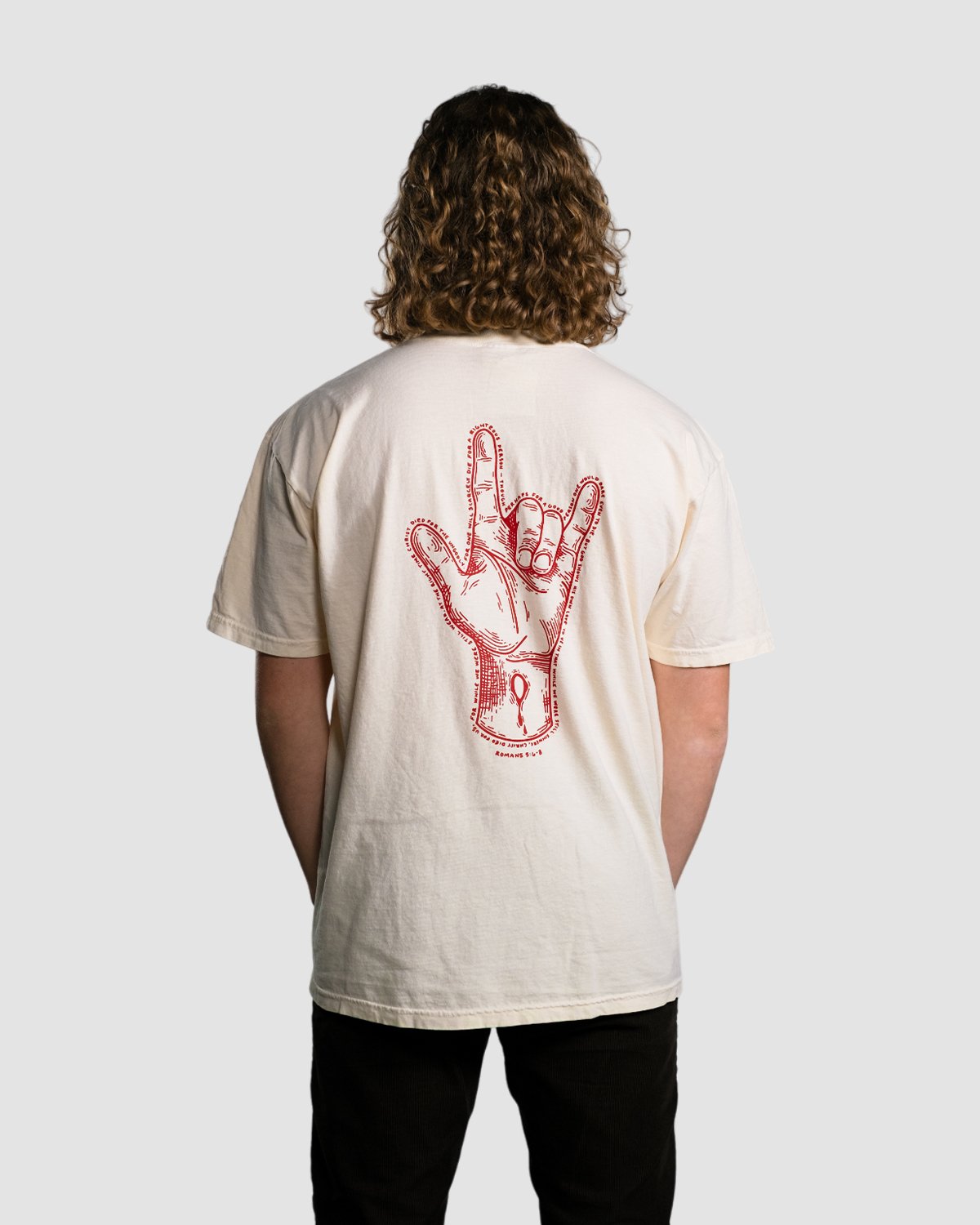 Christian T-Shirt - While We Were Still Sinners Lunar and Crimson Heavyweight Tee - Proclamation Coalition