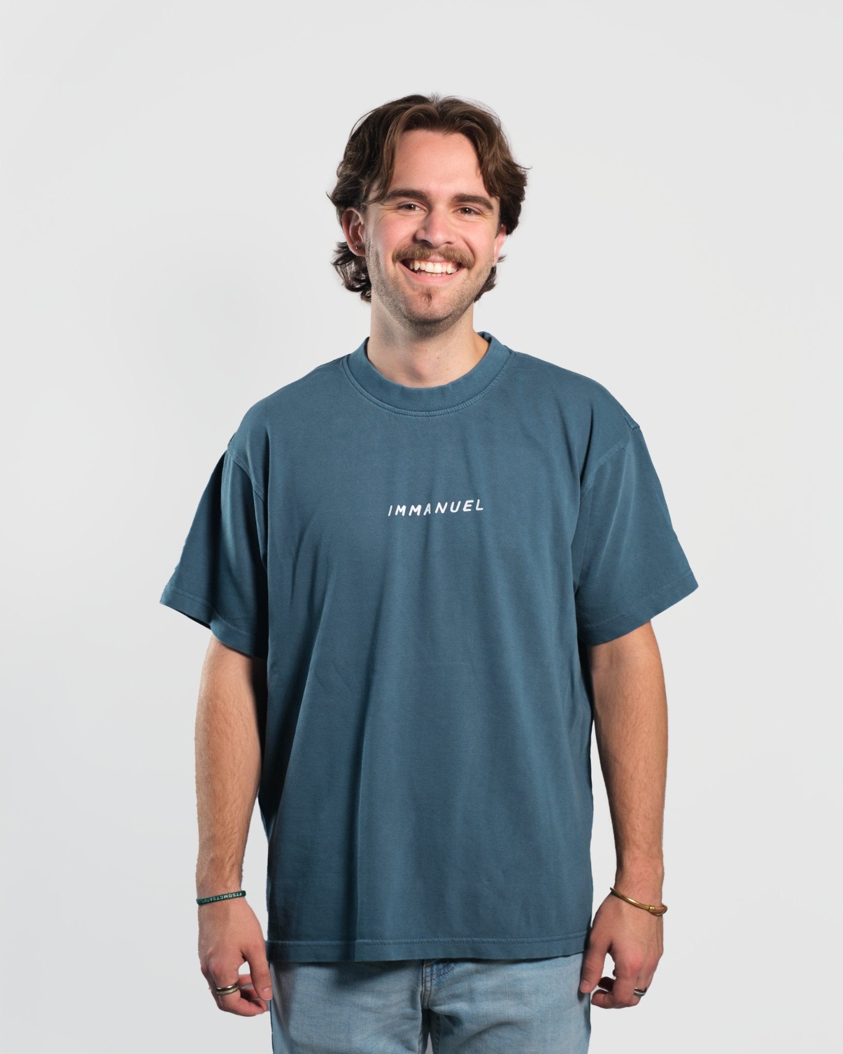 Christian Shirt - Immanuel - Where Jesus Walked Faded Blue Heavyweight Tee - Proclamation Coalition