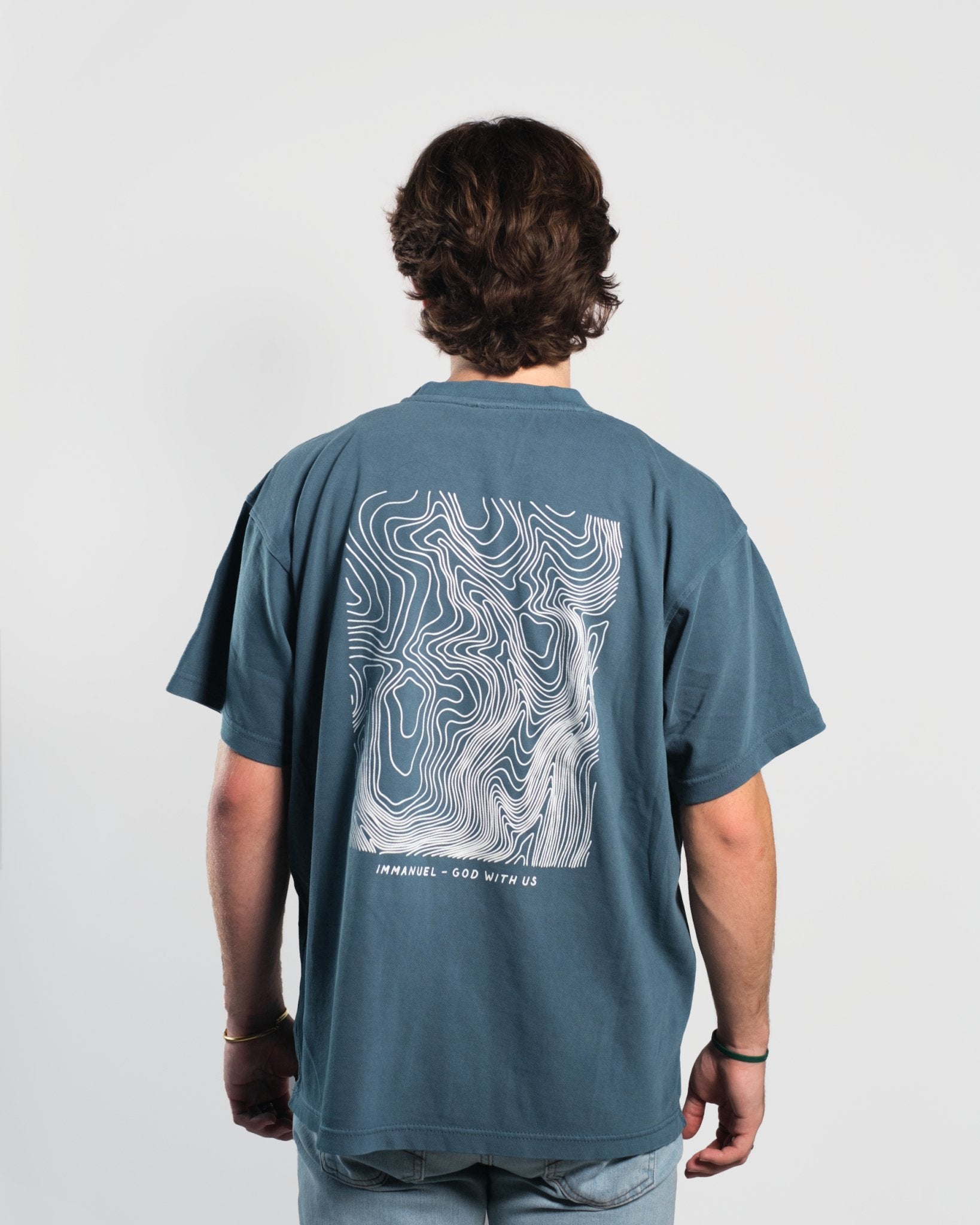 Christian Shirt - Immanuel - Where Jesus Walked Faded Blue Heavyweight Tee - Proclamation Coalition