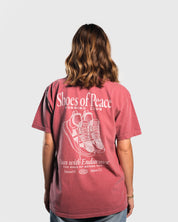 Christian T-Shirt - Run with Endurance Crimson Comfort Colors Tee - Proclamation Coalition