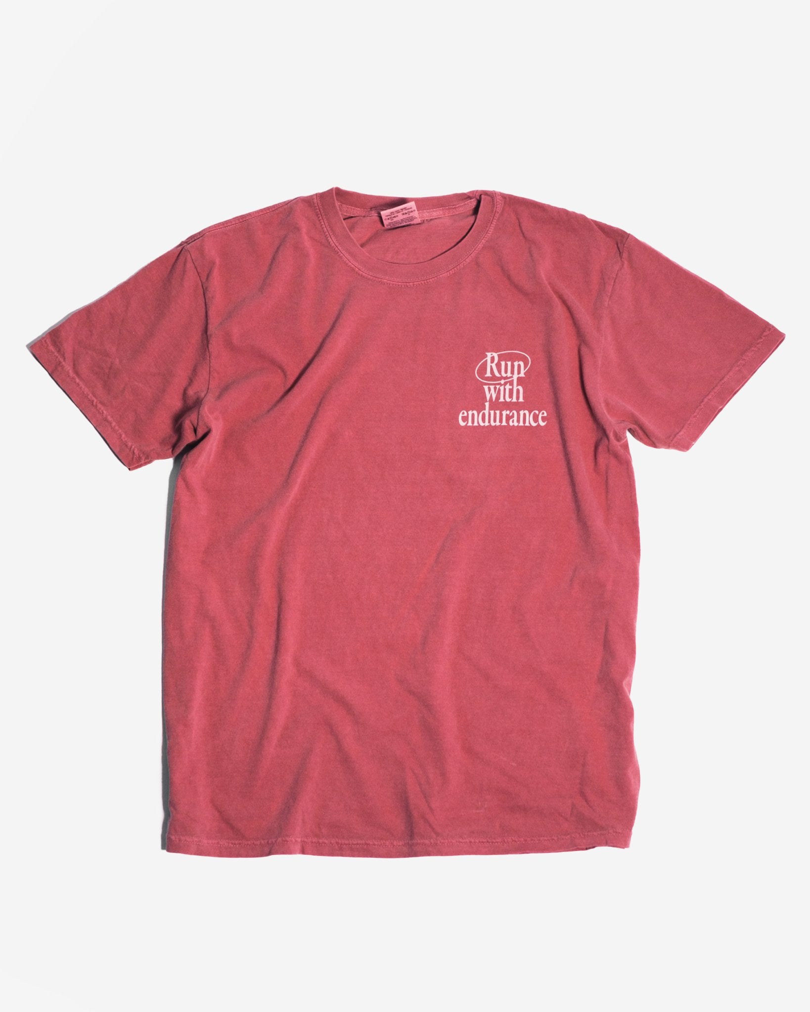 Christian T-Shirt - Run with Endurance Crimson Comfort Colors Tee - Proclamation Coalition