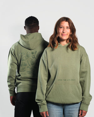 "Spend Time With Jesus" Olive Heavyweight Hoodie - Proclamation Coalition