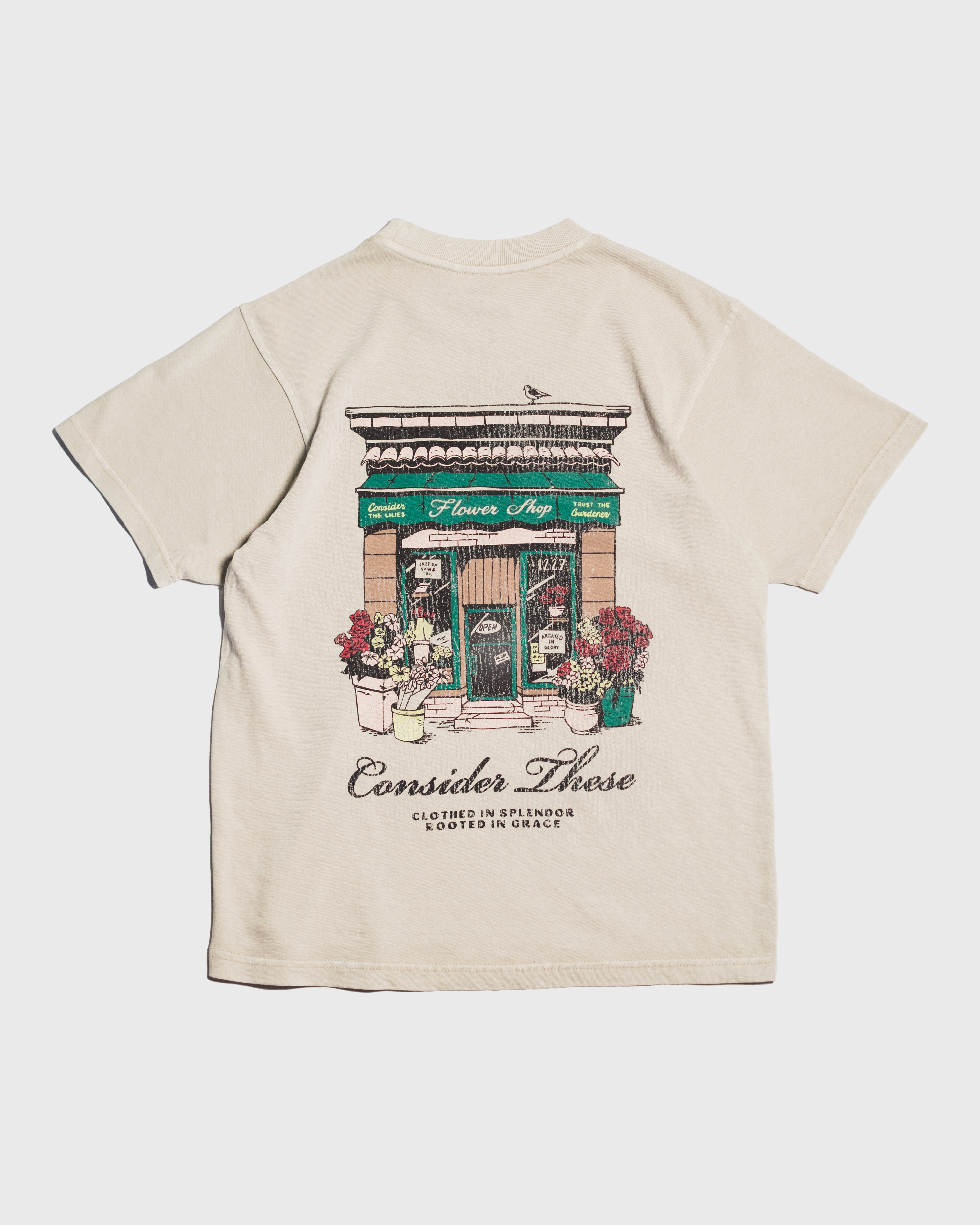 consider the lilies flower shop "God's Flower Shop" Heavyweight Tee