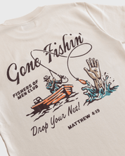 "Fisher of Men" Ivory Embroidered Essential Tee - Proclamation Coalition