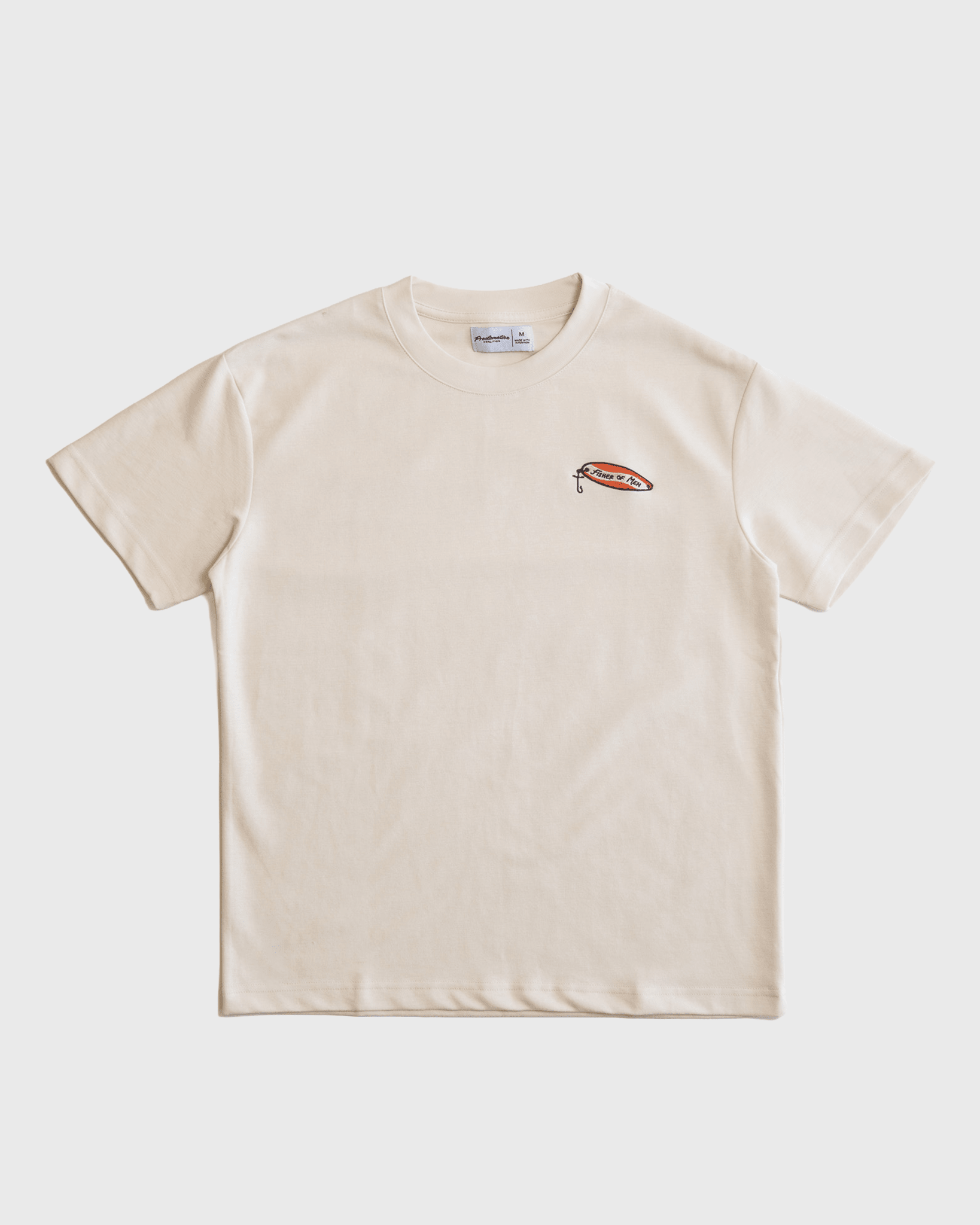 "Fisher of Men" Ivory Embroidered Essential Tee - Proclamation Coalition