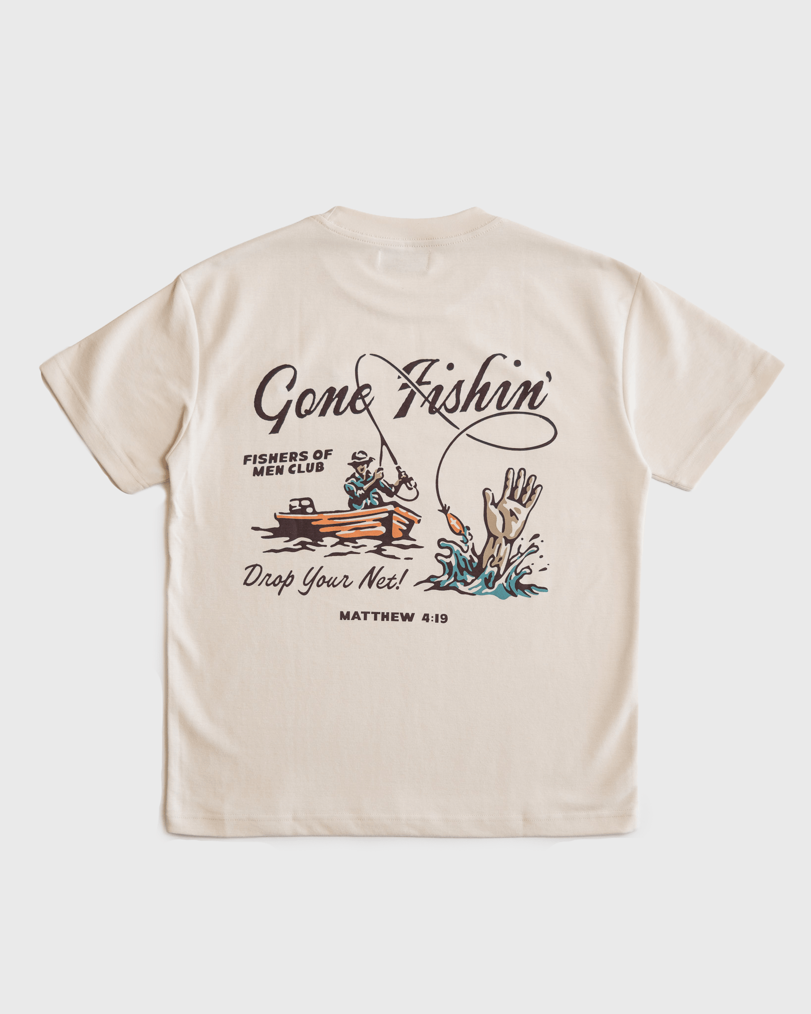 "Fisher of Men" Ivory Embroidered Essential Tee - Proclamation Coalition