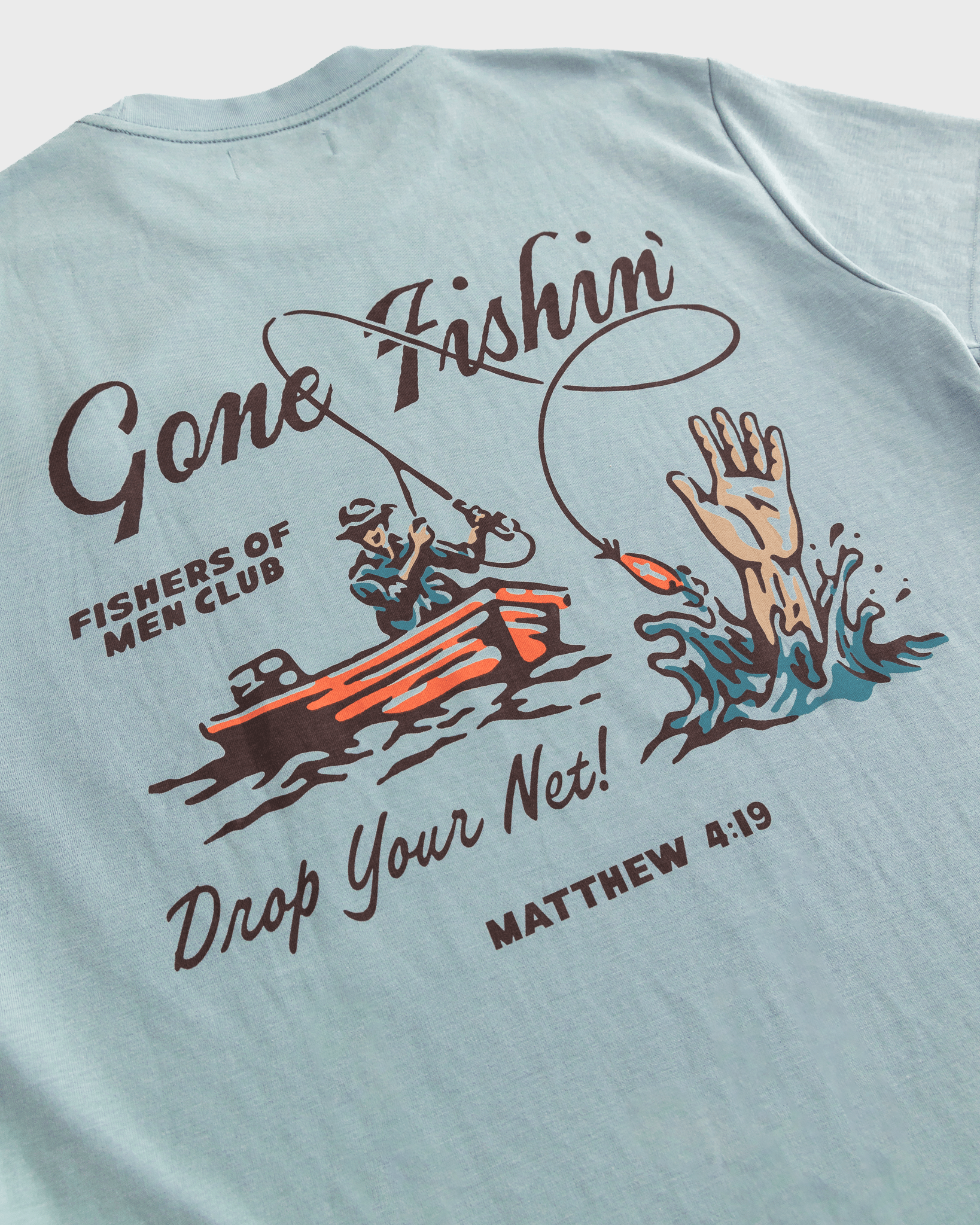 "Fisher of Men" Seafoam Embroidered Essential Tee - Proclamation Coalition