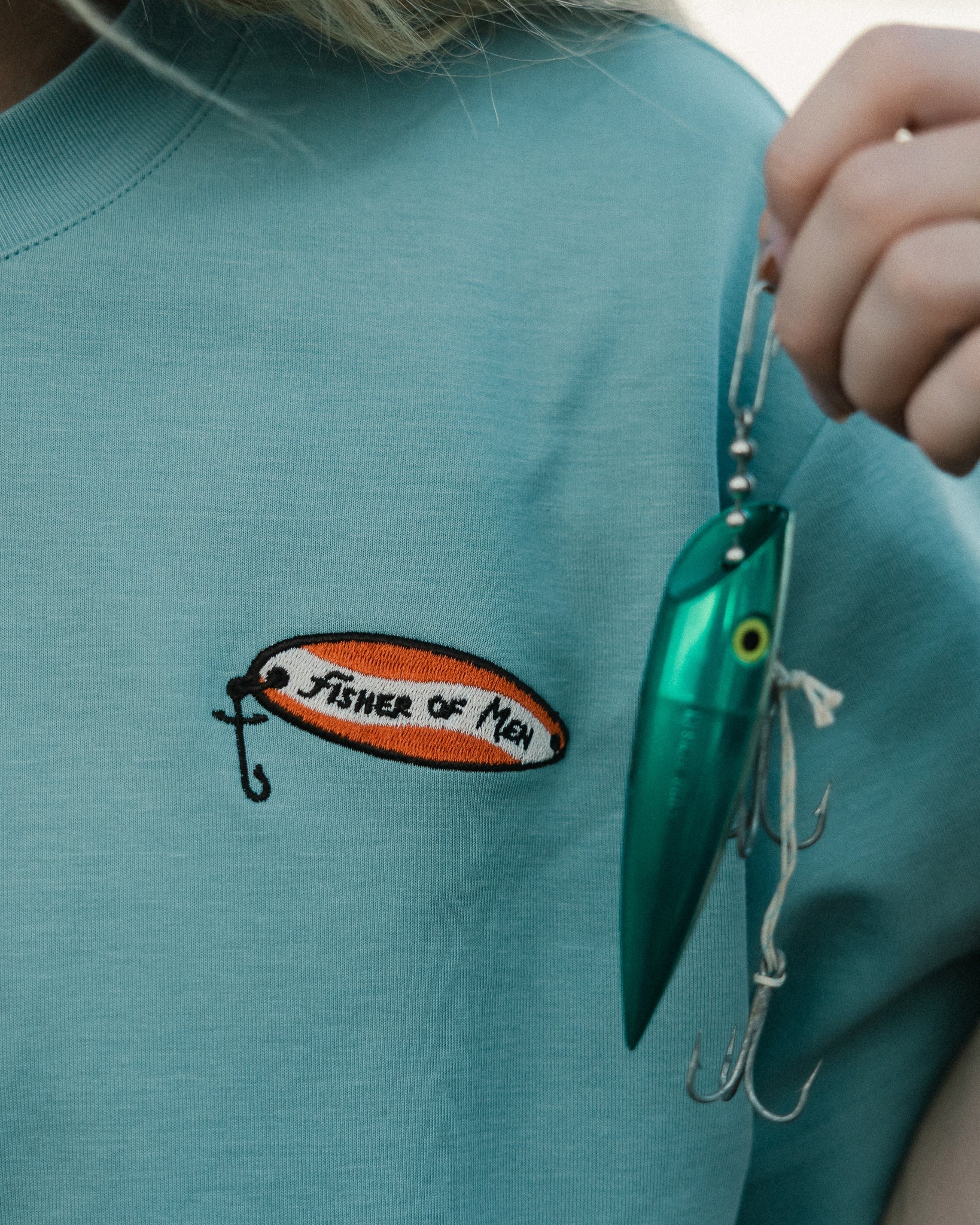 "Fisher of Men" Seafoam Embroidered Essential Tee - Proclamation Coalition