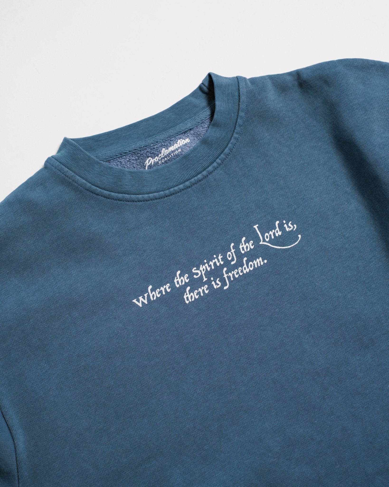 "Freedom" Faded Blue Heavyweight Crewneck - Proclamation Coalition