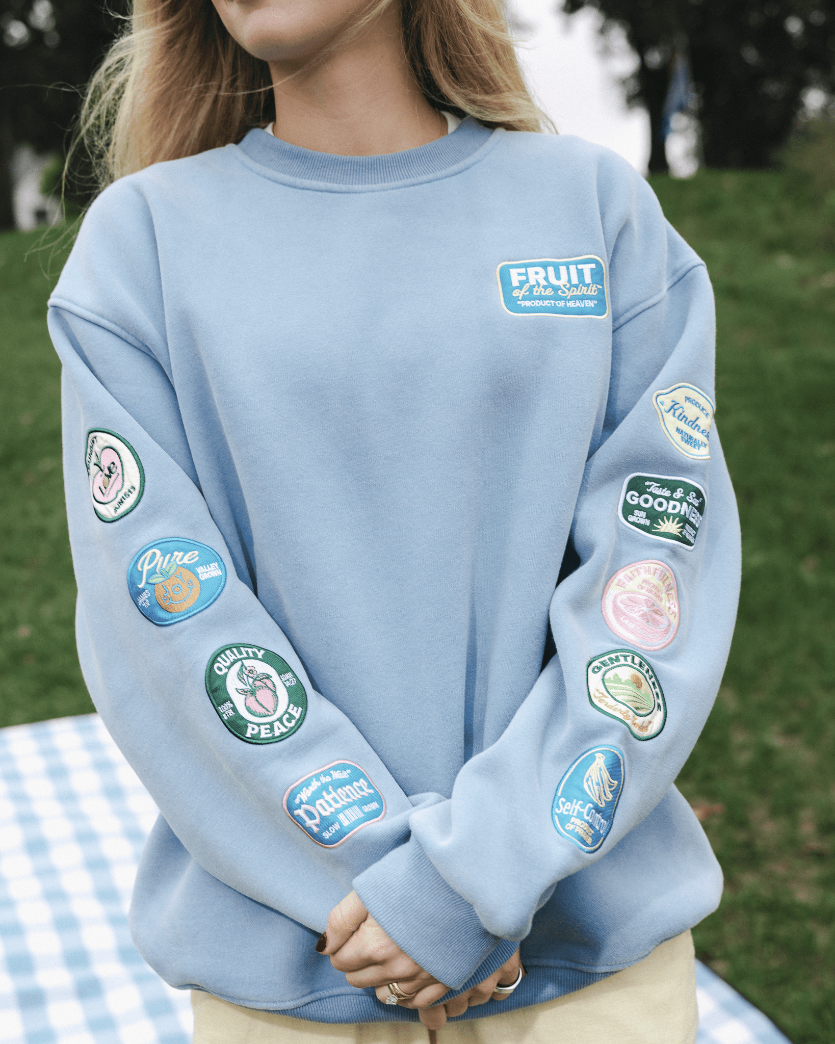 “Fruit Labels” Picnic Comfort Crewneck - Proclamation Coalition