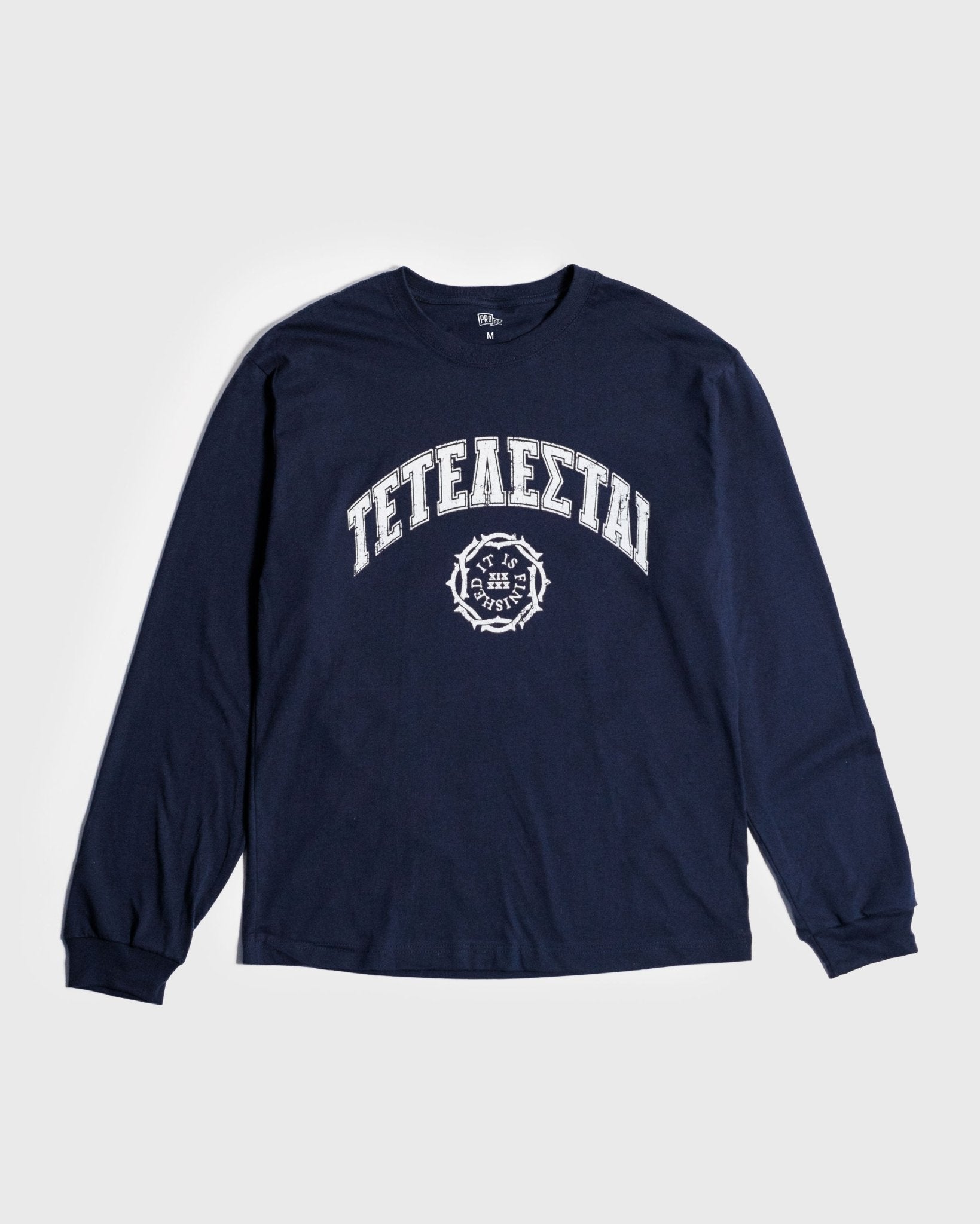 "It Is Finished" Navy University Long - Sleeve - Proclamation Coalition