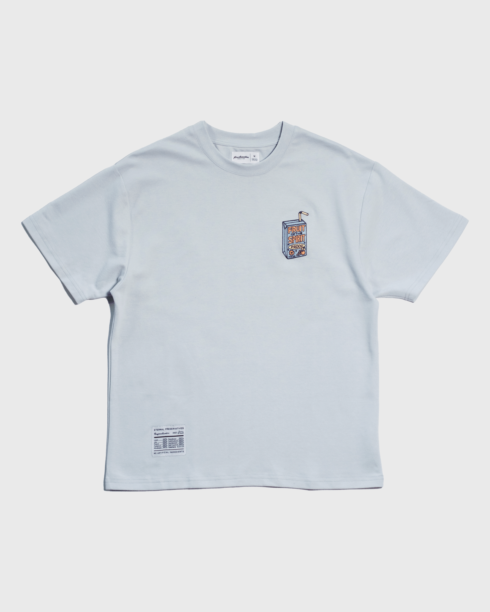 "Juice Box" Blue Mist Essential Tee - Proclamation Coalition