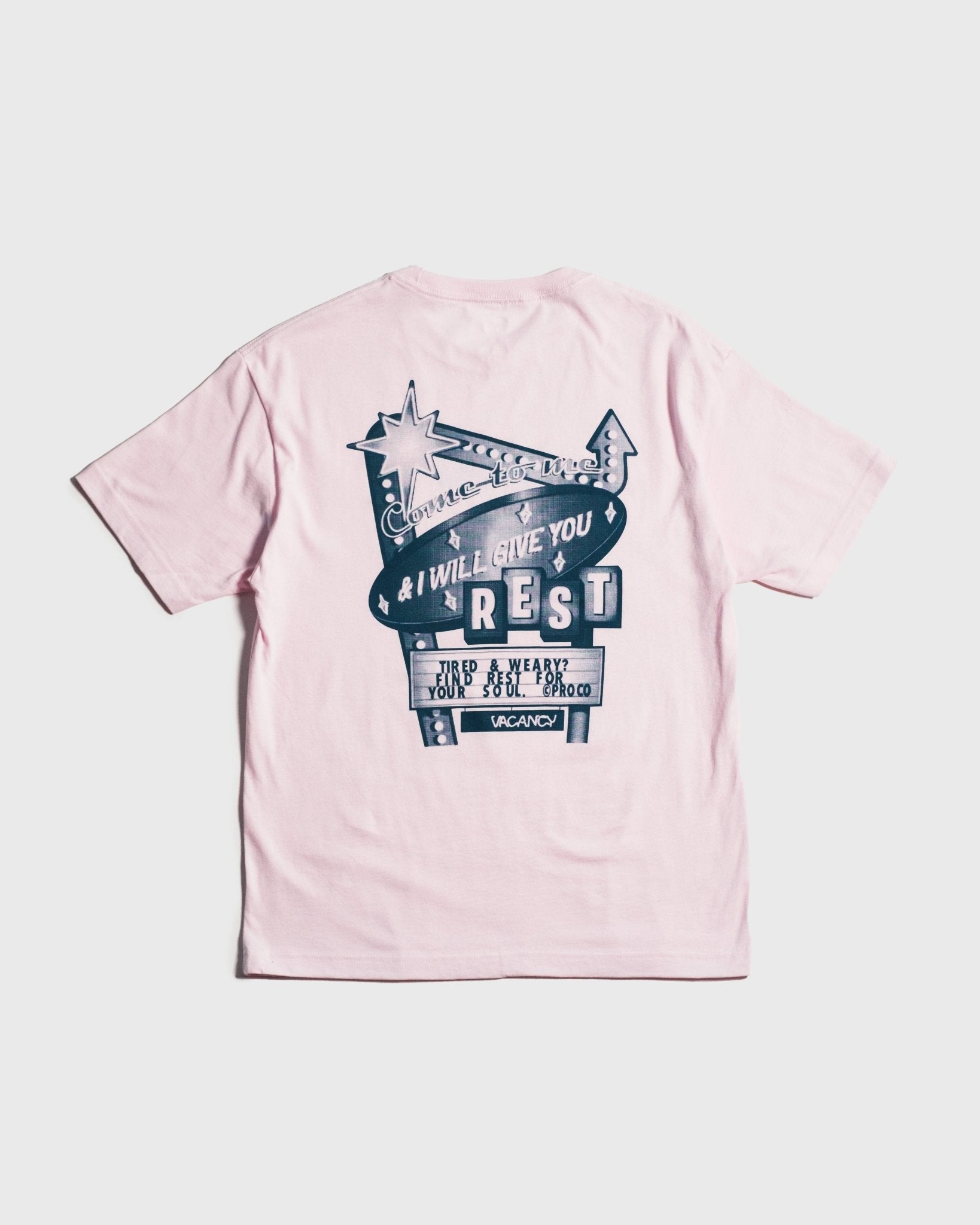 "Rest Motel" Soft Pink Tee - Proclamation Coalition