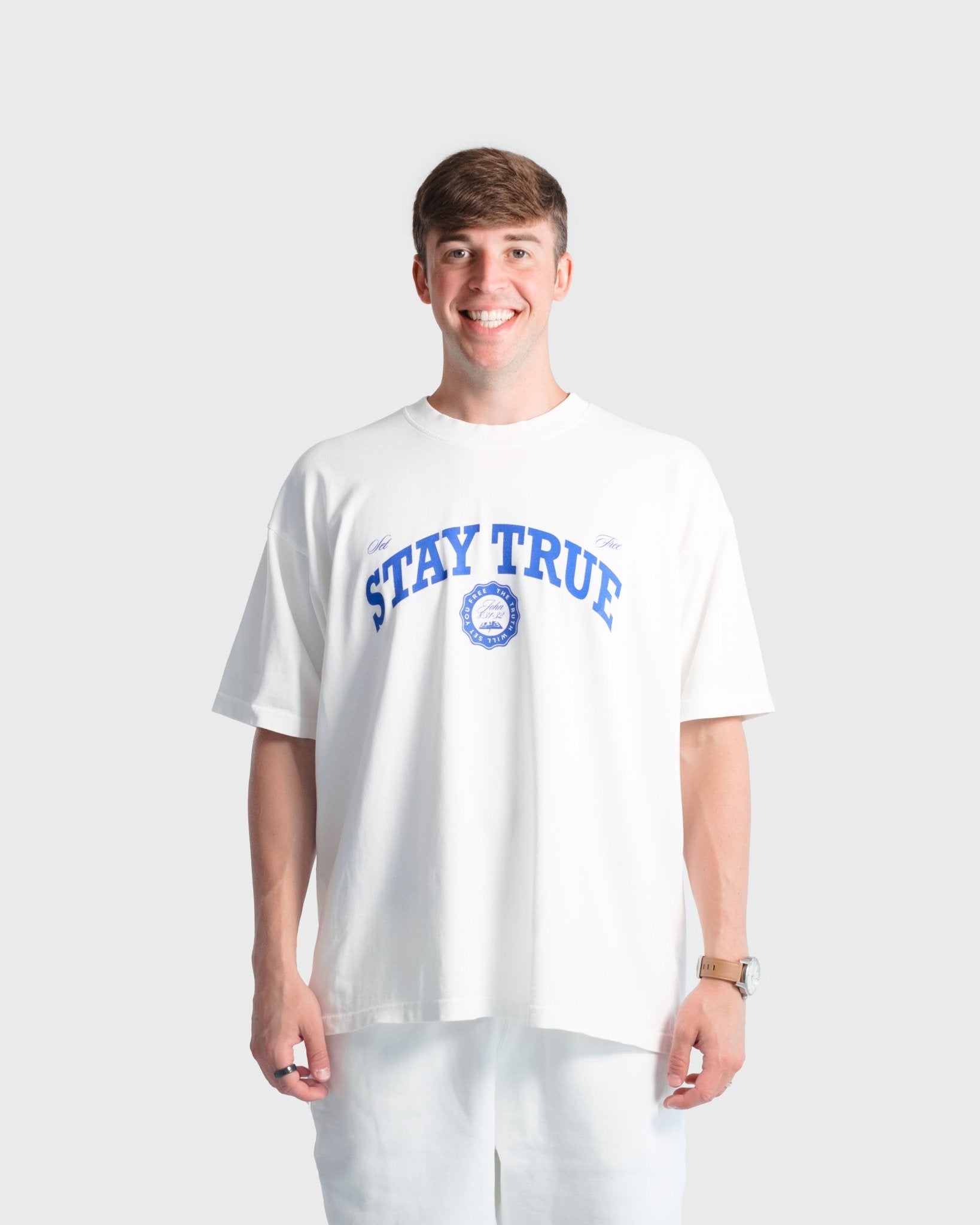 "Set Free X Stay True" White Heavyweight Tee - Proclamation Coalition