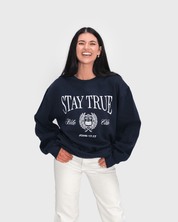 "Stay True X Bible Club" Navy Crewneck - Proclamation Coalition
