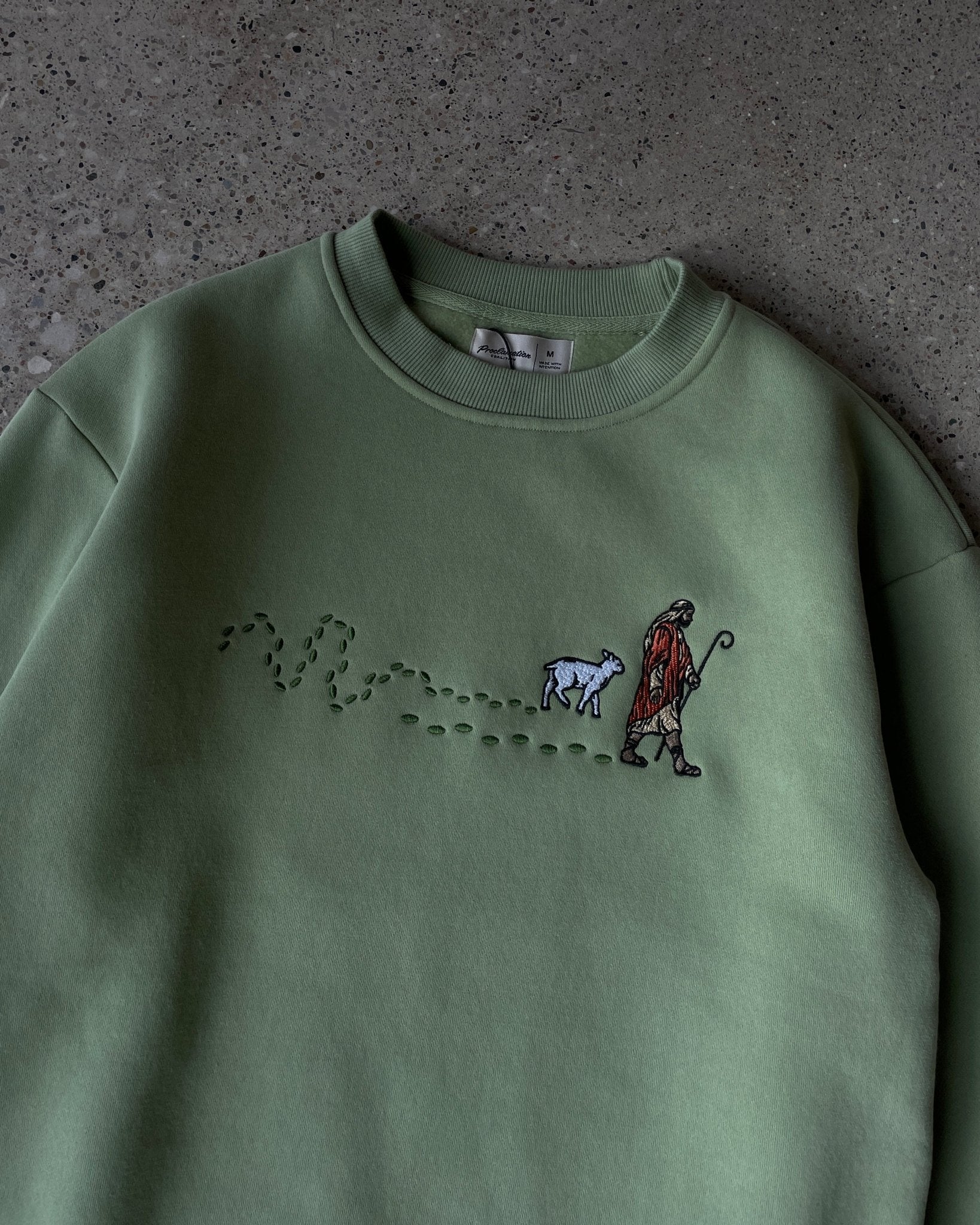 "The Good Shepherd" Green Pasture Comfort Crewneck - Proclamation Coalition