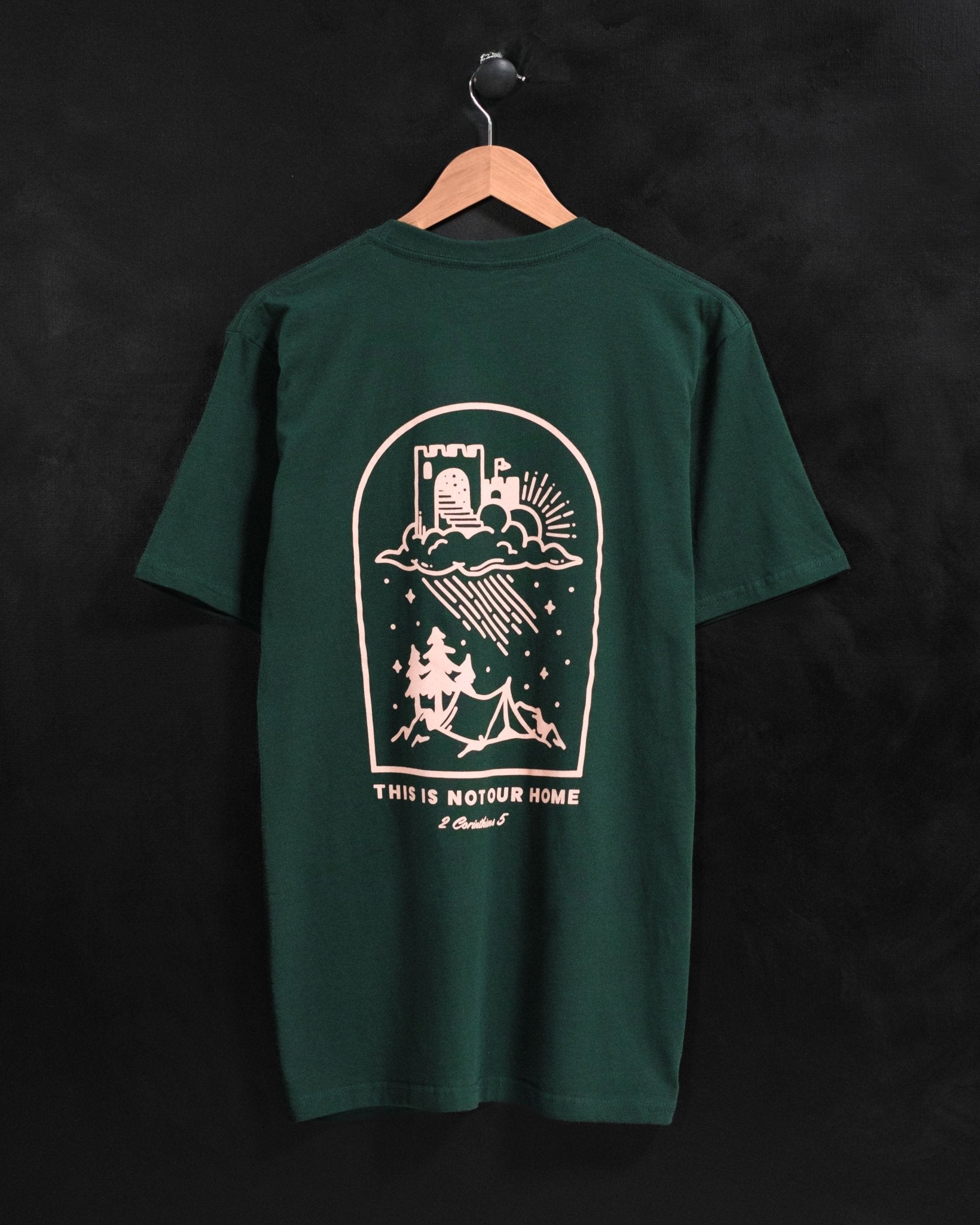  this is not our home dark green staple tee limited edition