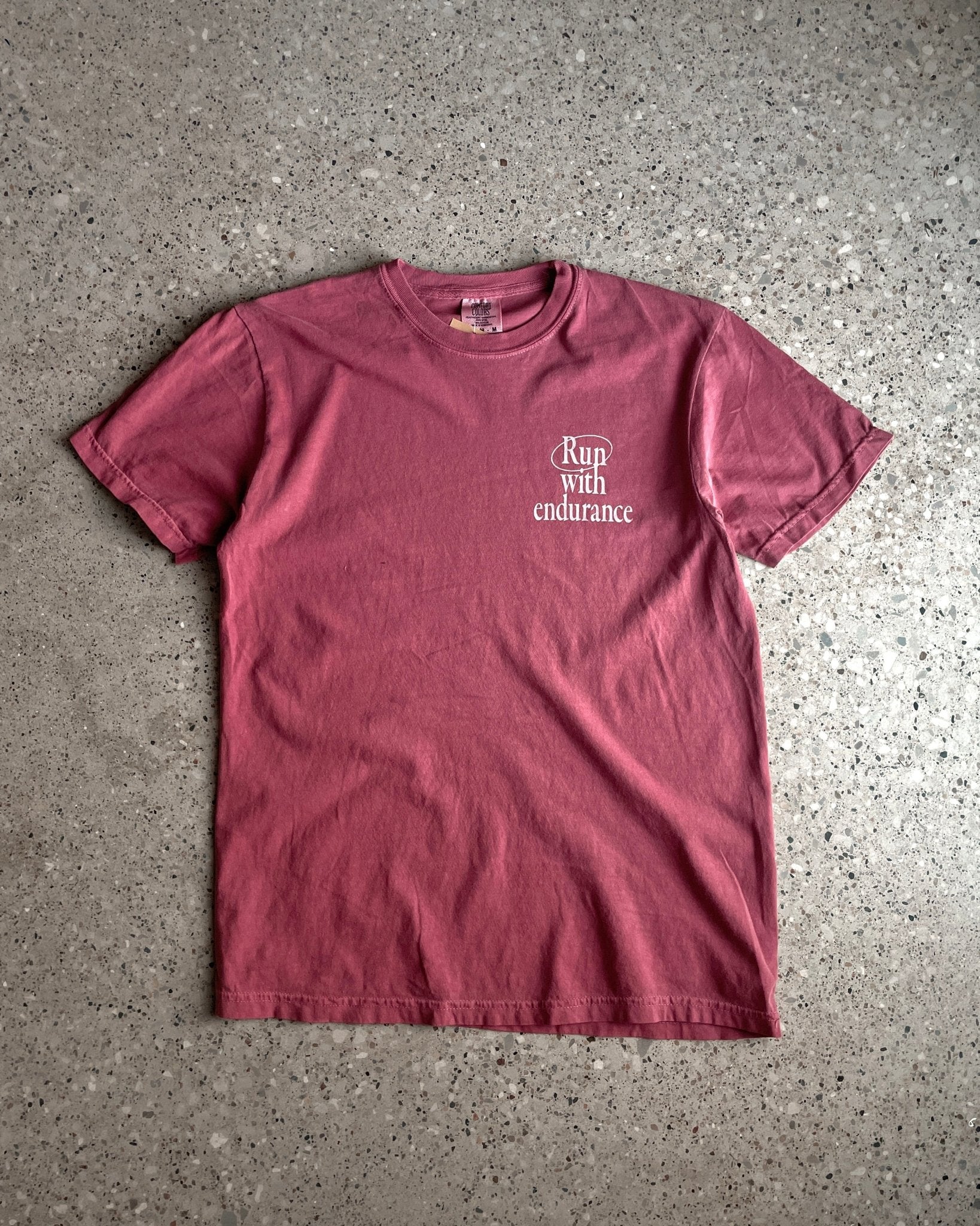 THRIFT "Run With Endurance" Crimson Tee (Faded Print) - Proclamation Coalition