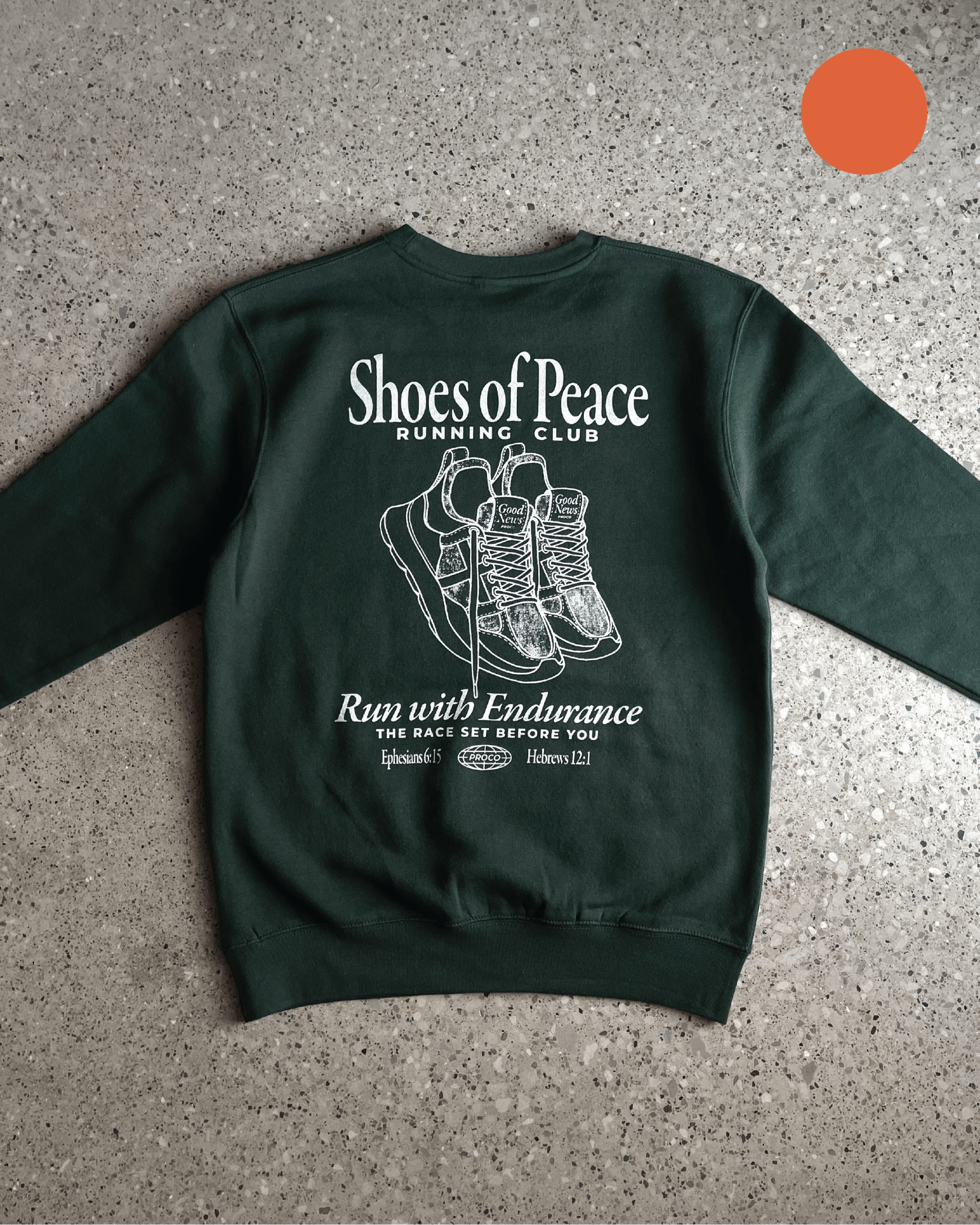 THRIFT "Run With Endurance" Forest Green Crewneck (Faded Print) - Proclamation Coalition