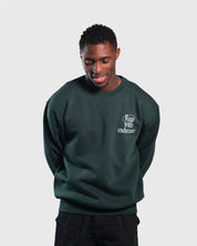 THRIFT "Run With Endurance" Forest Green Crewneck (Faded Print) - Proclamation Coalition