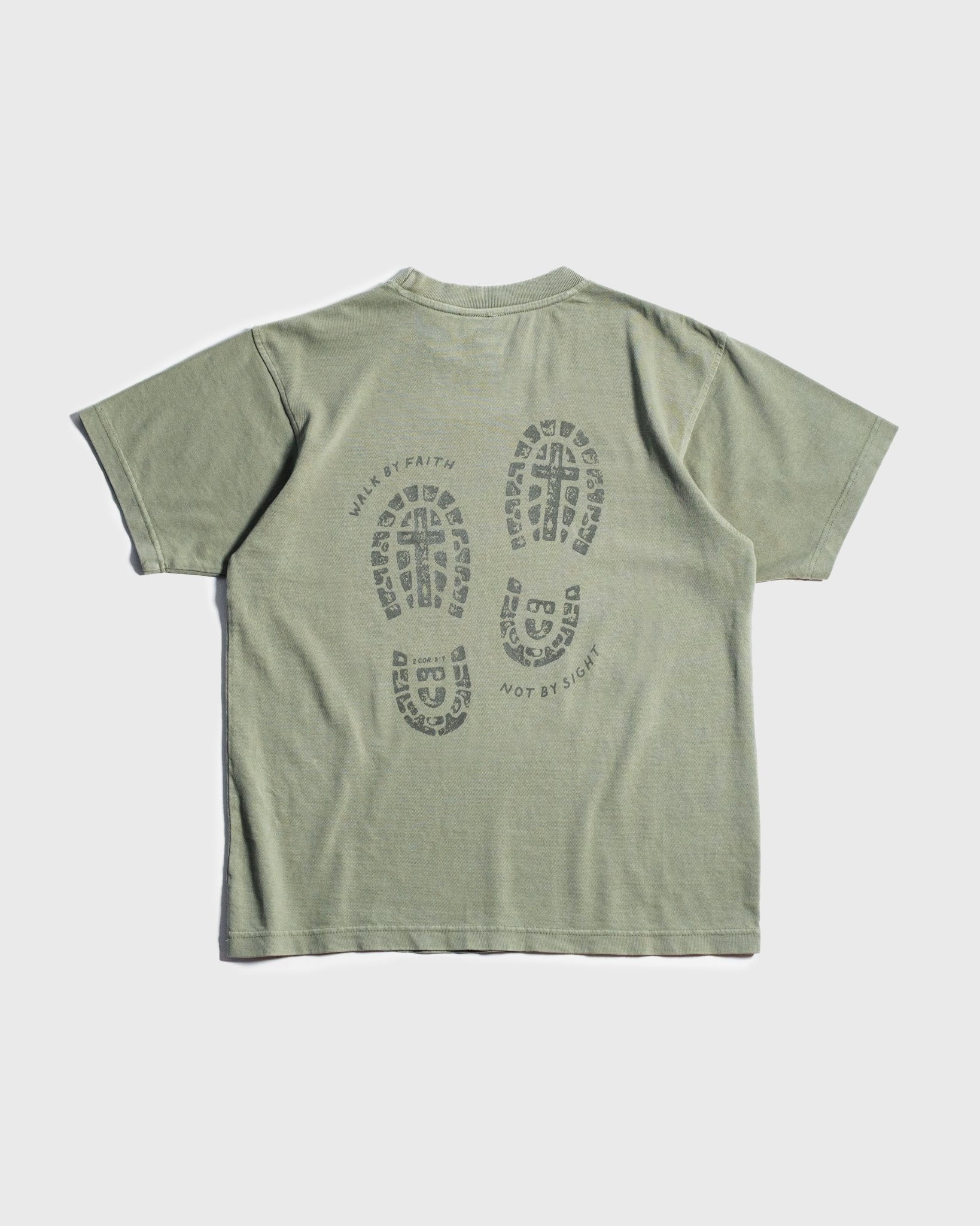 "Walk By Faith" Olive Green Heavyweight Tee (EXCLUSIVE) - Proclamation Coalition