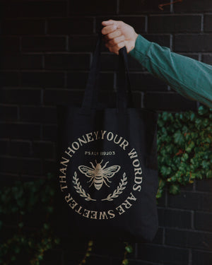 Sweeter Than Honey Tote Bag (Black & Yellow)