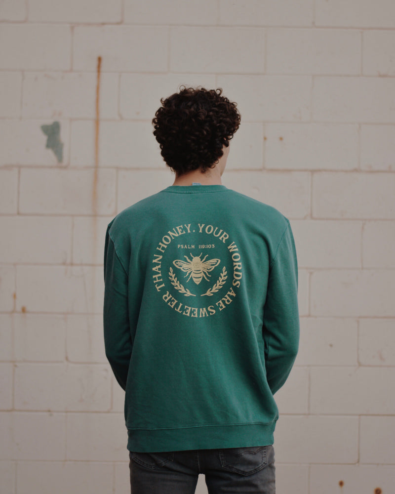 
            
                Load image into Gallery viewer, &amp;quot;Sweeter Than Honey&amp;quot; Premium Crewneck - Forest Green
            
        
