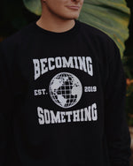 Becoming Something Retro Globe - Black Crewneck - Proclamation Coalition