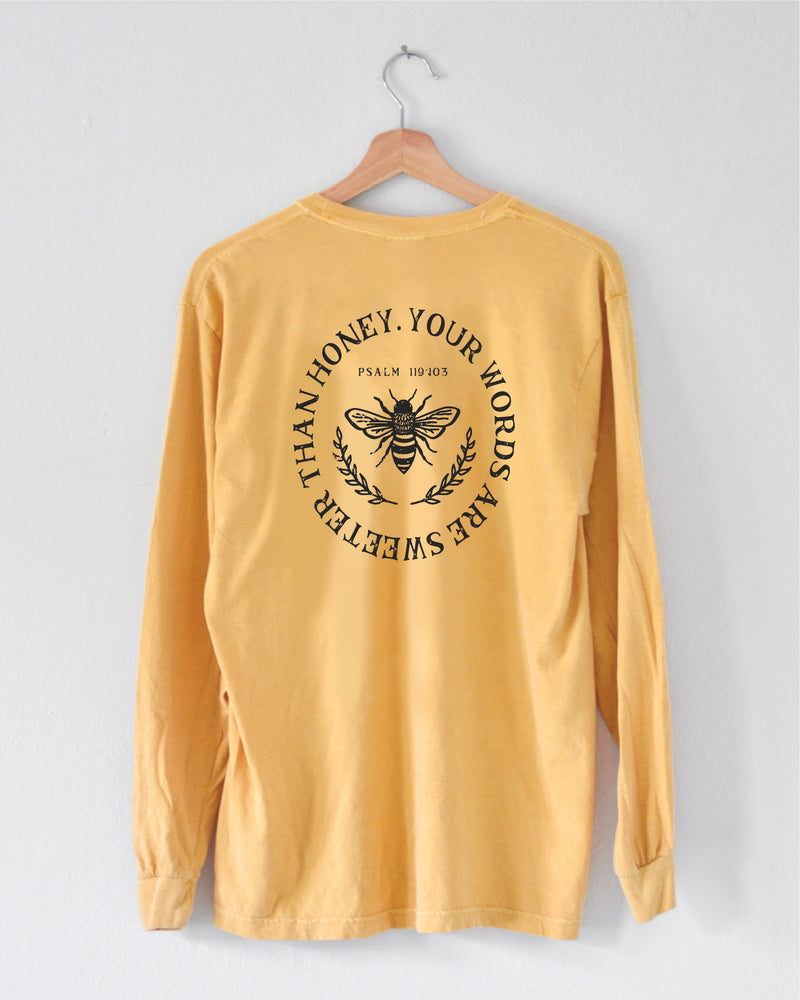 
            
                Load image into Gallery viewer, &amp;quot;Sweeter Than Honey&amp;quot; Long-sleeve Tee - Mustard
            
        