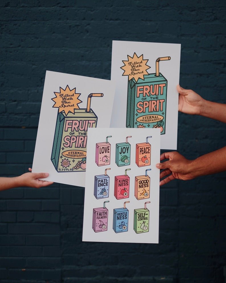 Christian Premium Posters - Three Fruit of the Spirit Juice Box Posters - Proclamation Coalition