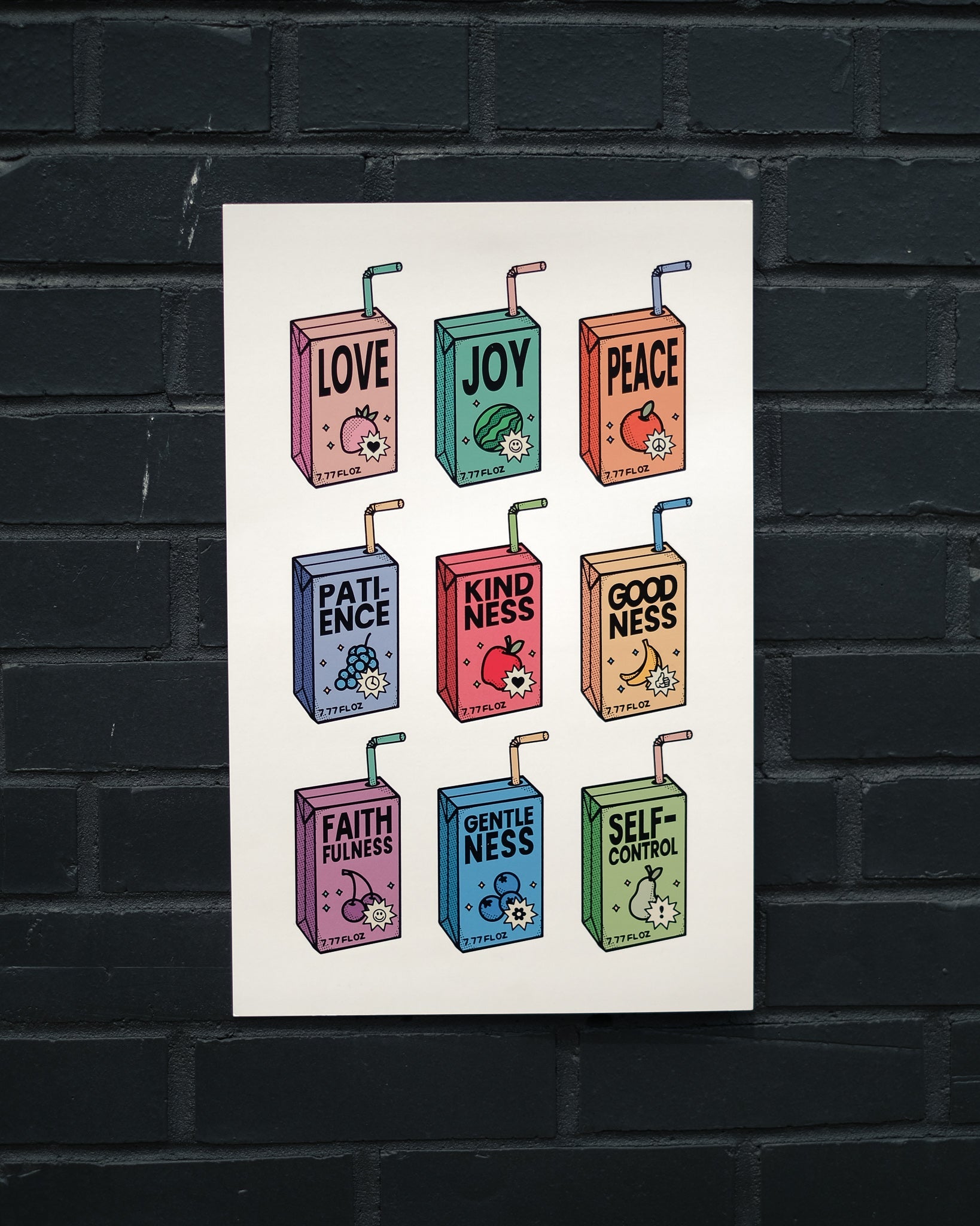 Christian Premium Poster - Fruit of the Spirit Juice Box Poster with Nine Juice Boxes - Proclamation Coalition