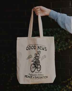 
            
                Load image into Gallery viewer, &amp;quot;Good News - Paper Boy&amp;quot; Tote Bag - Proclamation Coalition
            
        