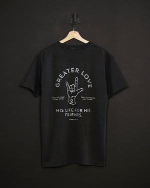 
            
                Load image into Gallery viewer, &amp;quot;Greater Love&amp;quot; Tee - Monochrome - Proclamation Coalition
            
        